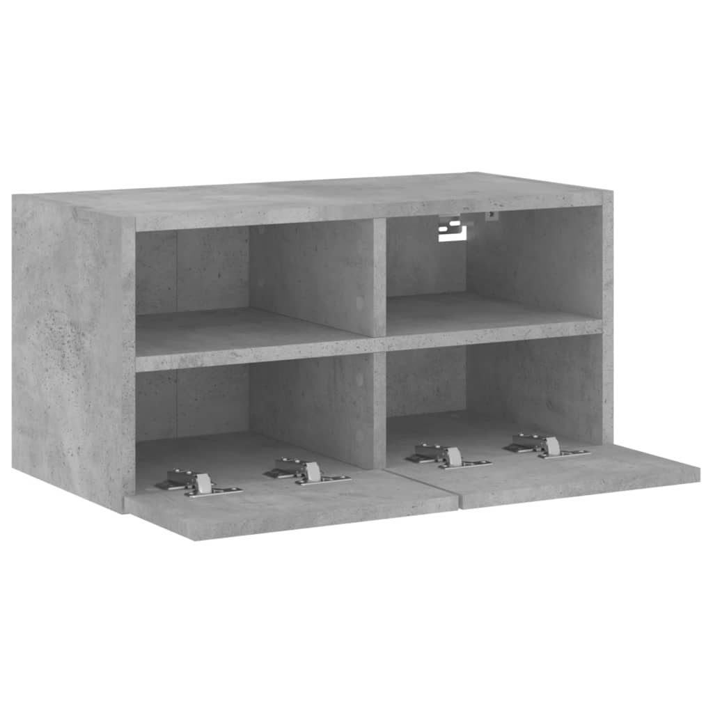 betonszürke szerelt fa fali TV-szekrény 60 x 30 x 30 cm