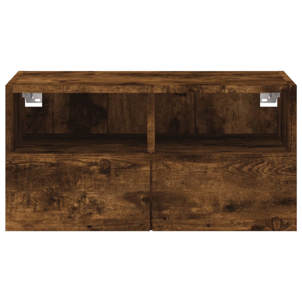 füstös tölgy színű szerelt fa fali TV-szekrény 60 x 30 x 30 cm