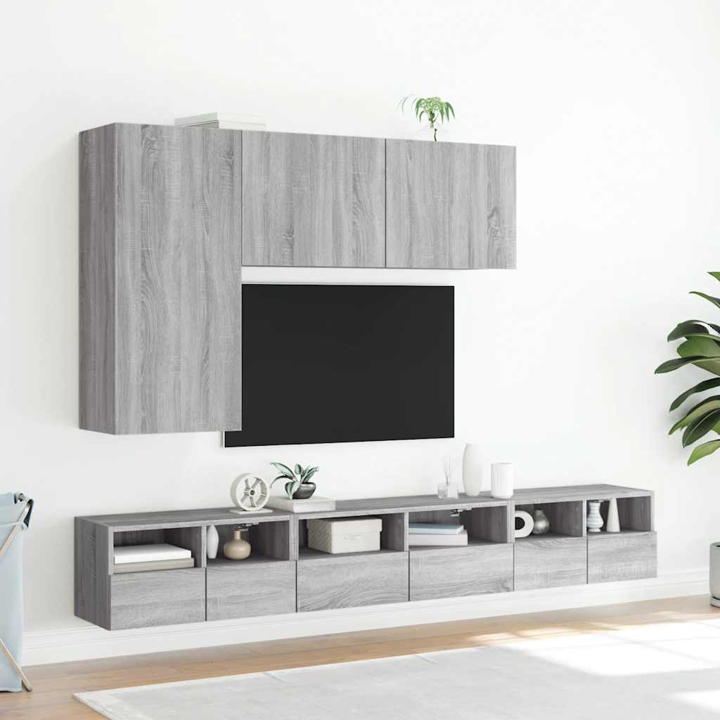 szürke sonoma színű szerelt fa fali TV-szekrény 60 x 30 x 30 cm