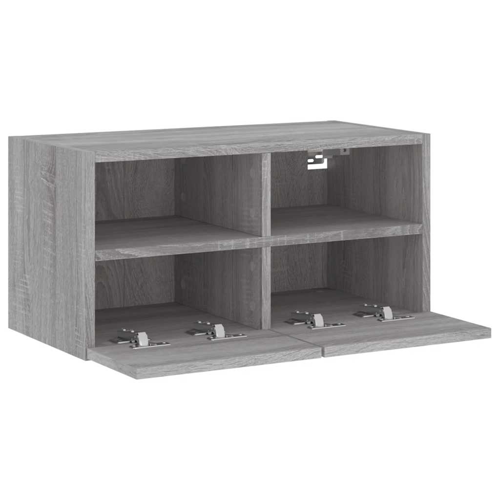 szürke sonoma színű szerelt fa fali TV-szekrény 60 x 30 x 30 cm
