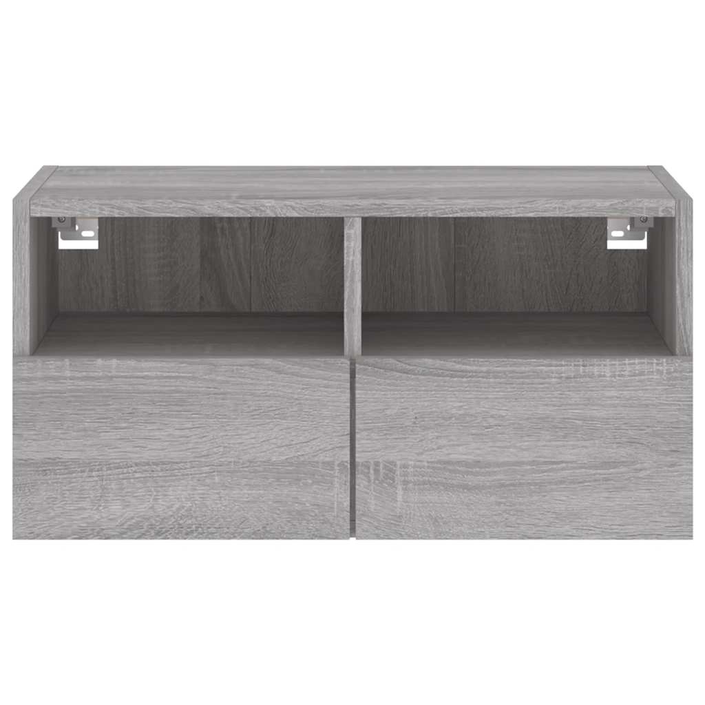szürke sonoma színű szerelt fa fali TV-szekrény 60 x 30 x 30 cm