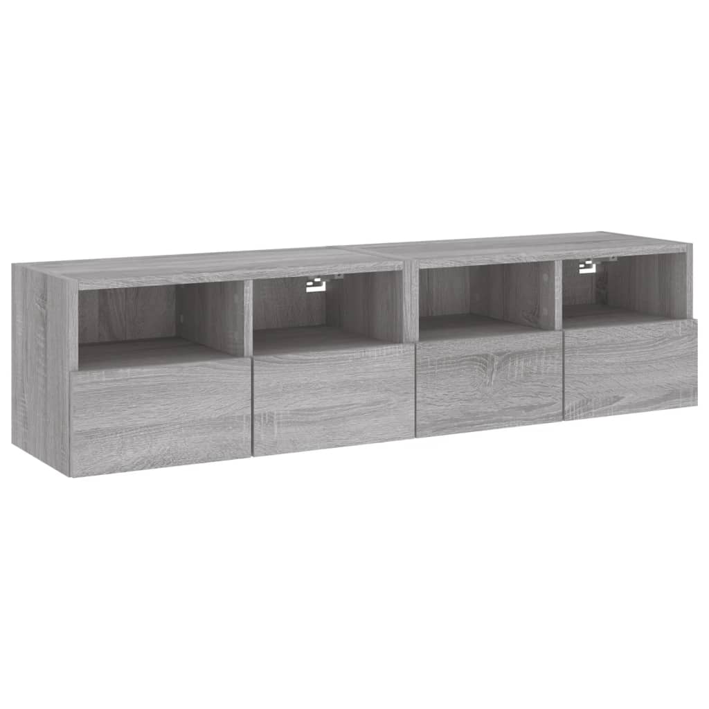 2 db szürke sonoma színű szerelt fa fali TV-szekrény 60x30x30cm