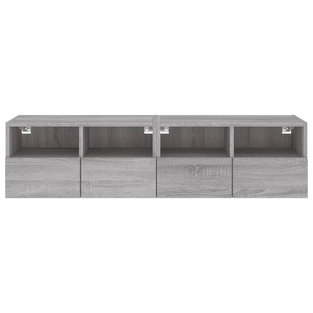 2 db szürke sonoma színű szerelt fa fali TV-szekrény 60x30x30cm