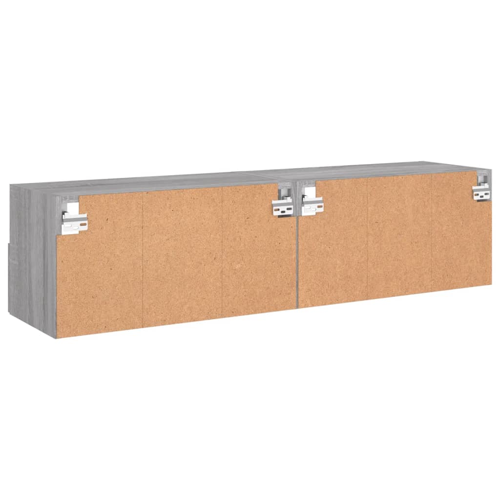 2 db szürke sonoma színű szerelt fa fali TV-szekrény 60x30x30cm