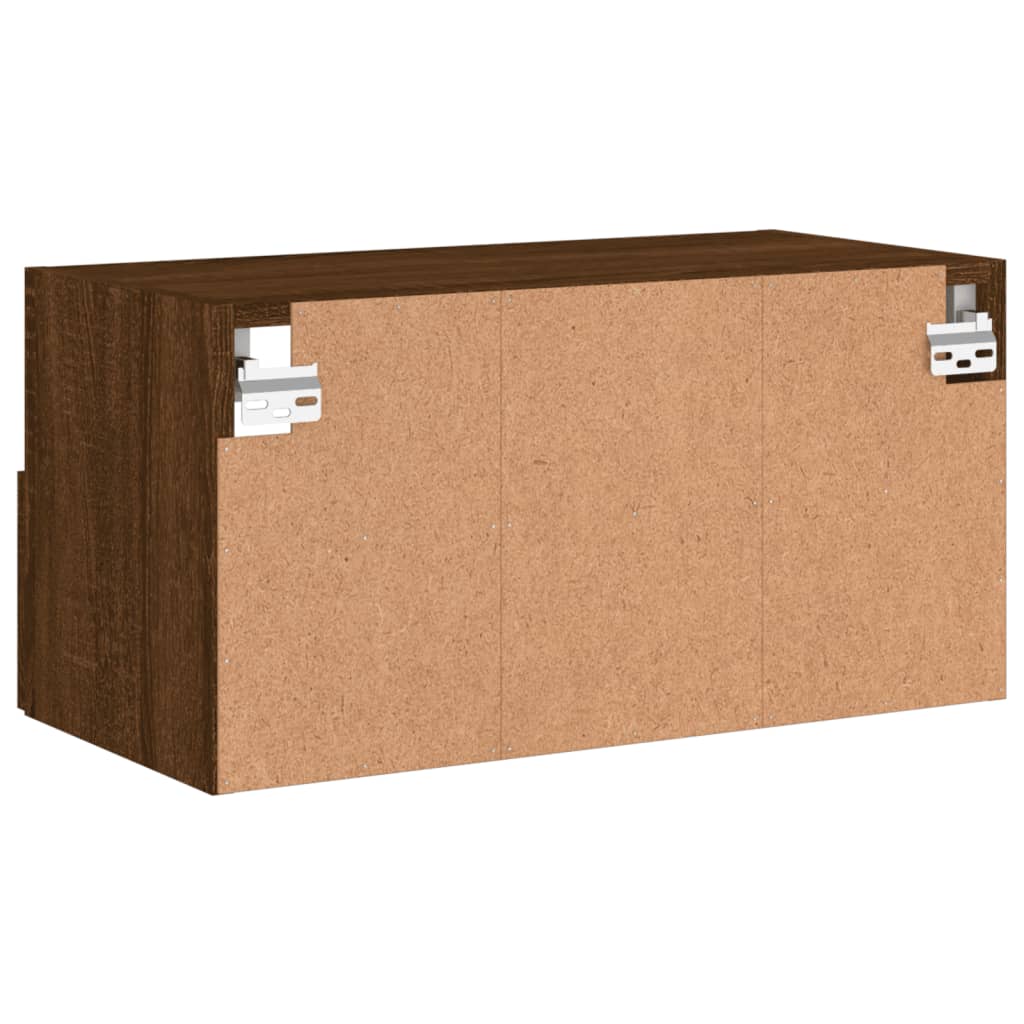 barna tölgyszínű szerelt fa fali TV-szekrény 60 x 30 x 30 cm
