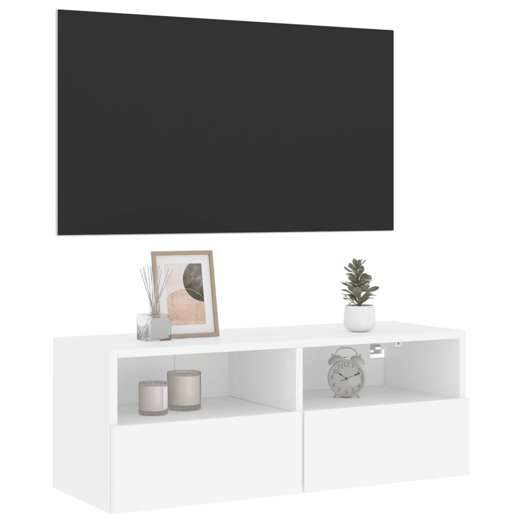 fehér szerelt fa fali TV-szekrény 80 x 30 x 30 cm