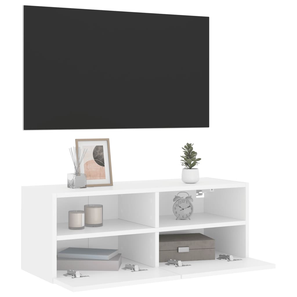 fehér szerelt fa fali TV-szekrény 80 x 30 x 30 cm