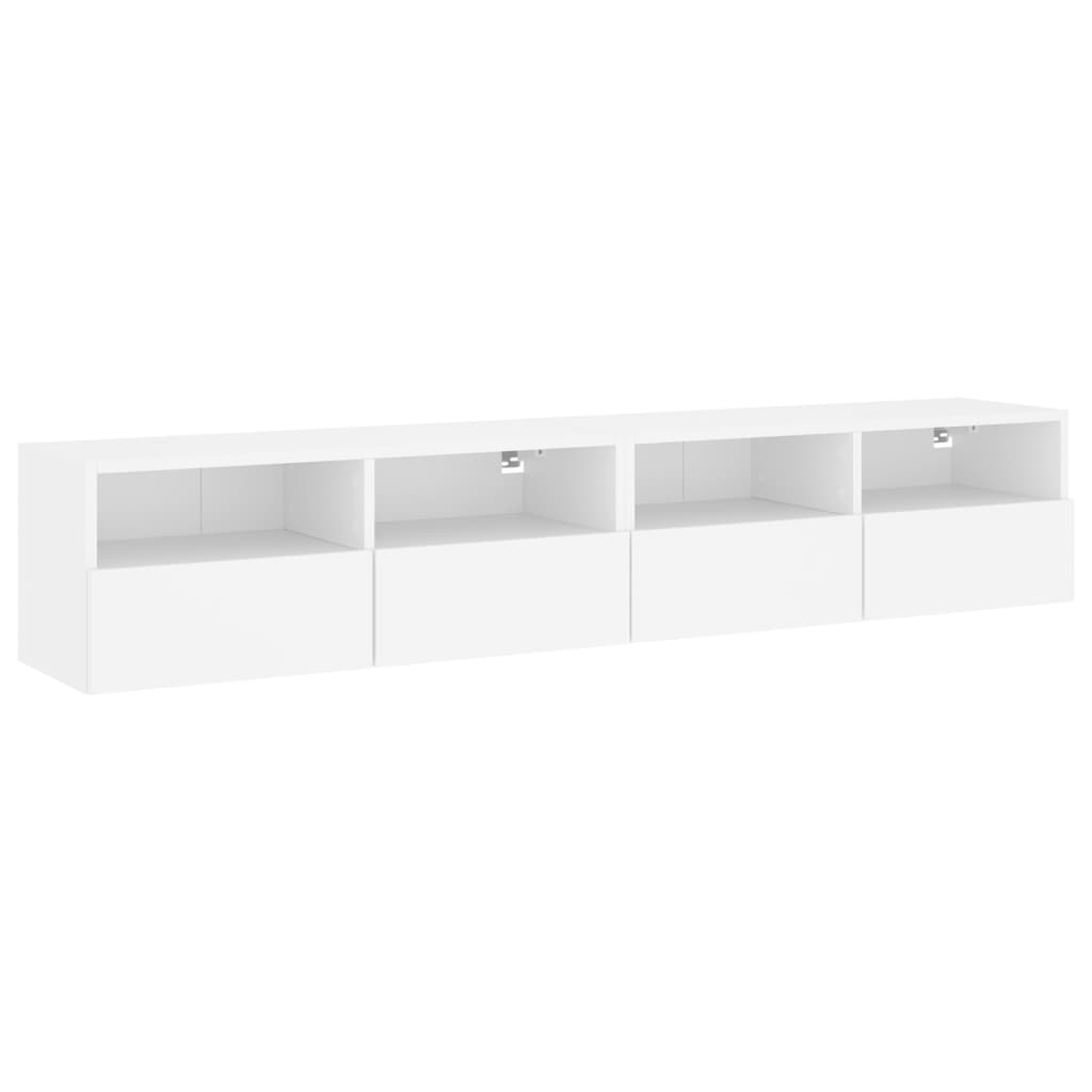 2 db fehér szerelt fa fali TV-szekrény 80 x 30 x 30 cm
