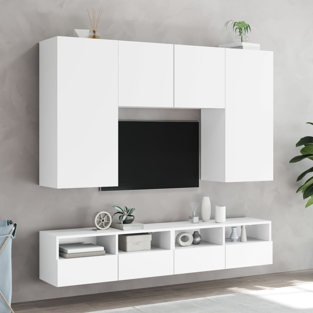 2 db fehér szerelt fa fali TV-szekrény 80 x 30 x 30 cm