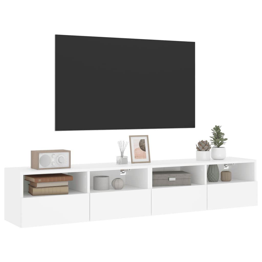 2 db fehér szerelt fa fali TV-szekrény 80 x 30 x 30 cm