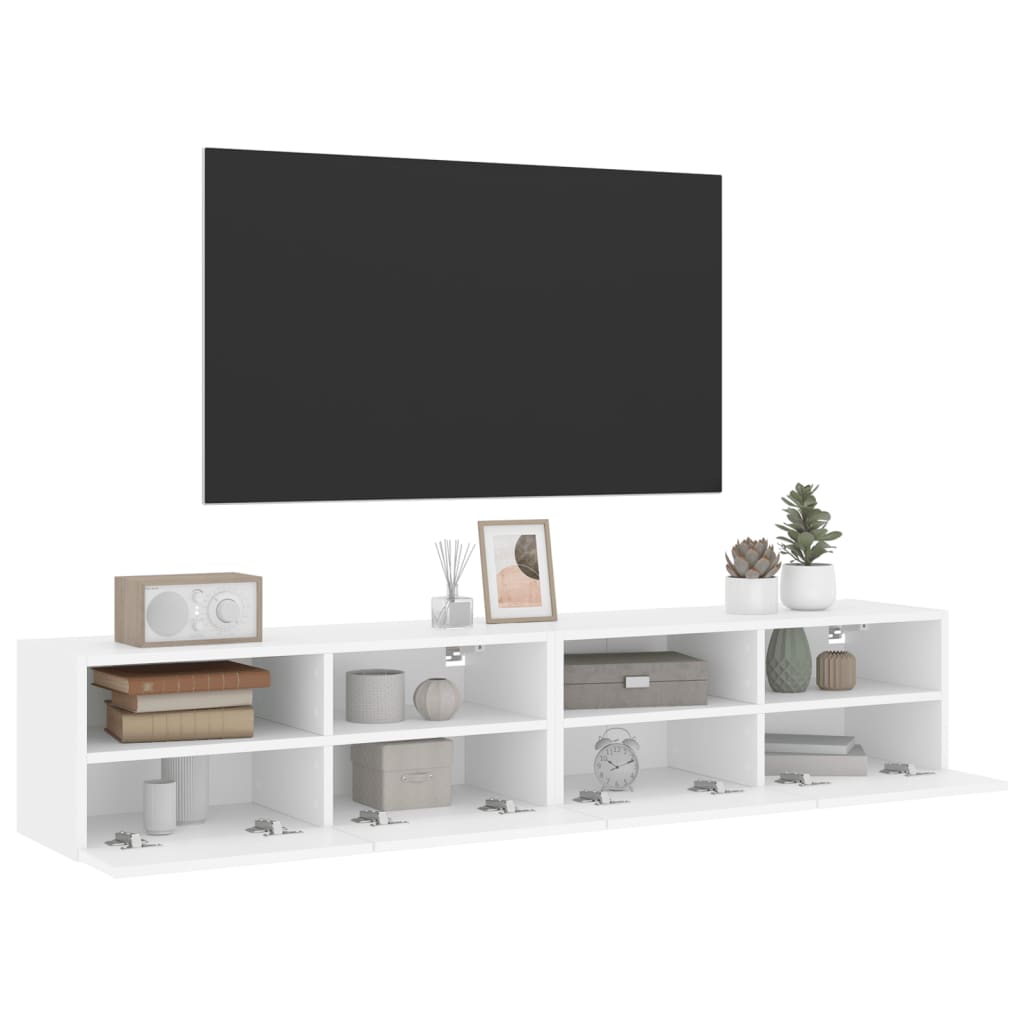 2 db fehér szerelt fa fali TV-szekrény 80 x 30 x 30 cm