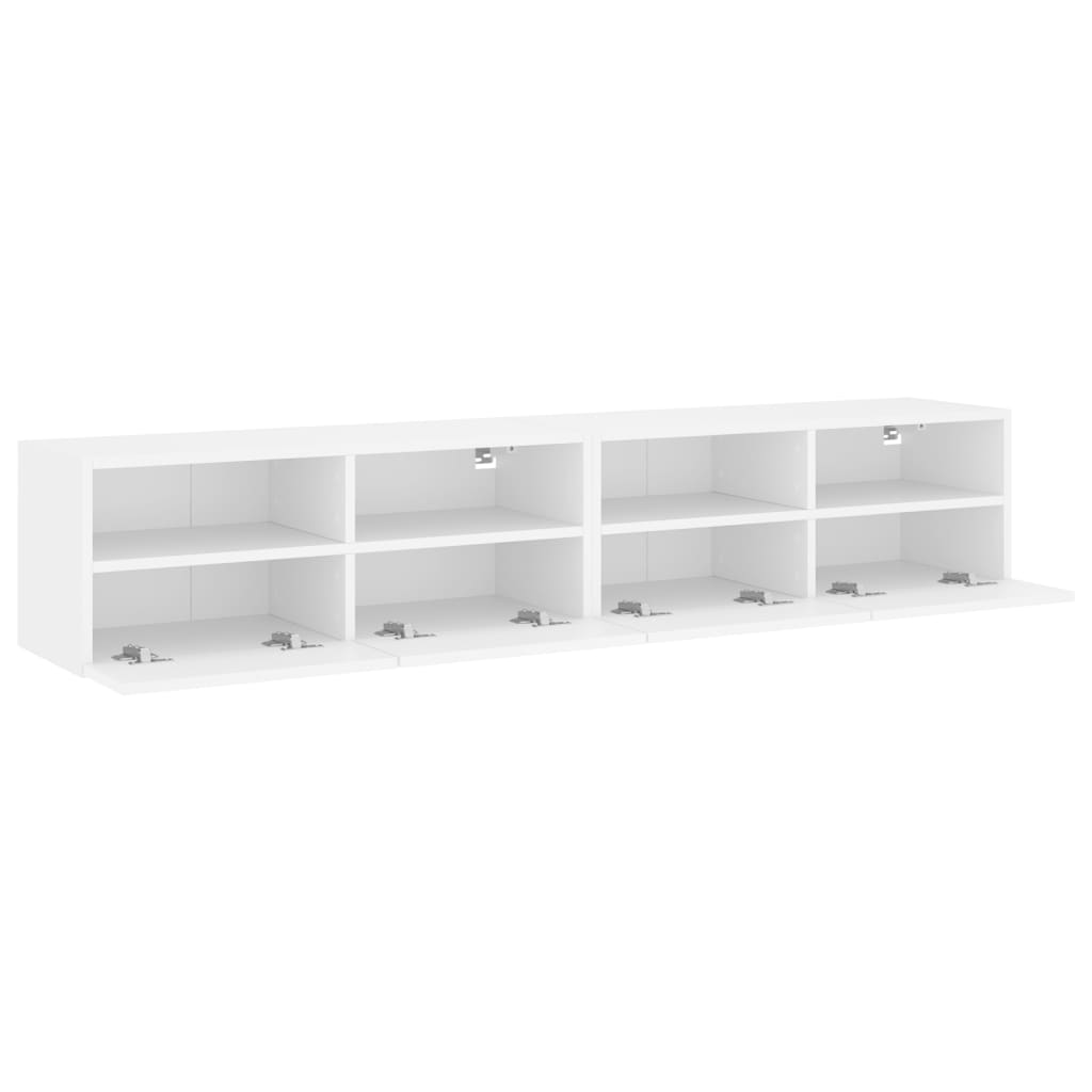 2 db fehér szerelt fa fali TV-szekrény 80 x 30 x 30 cm
