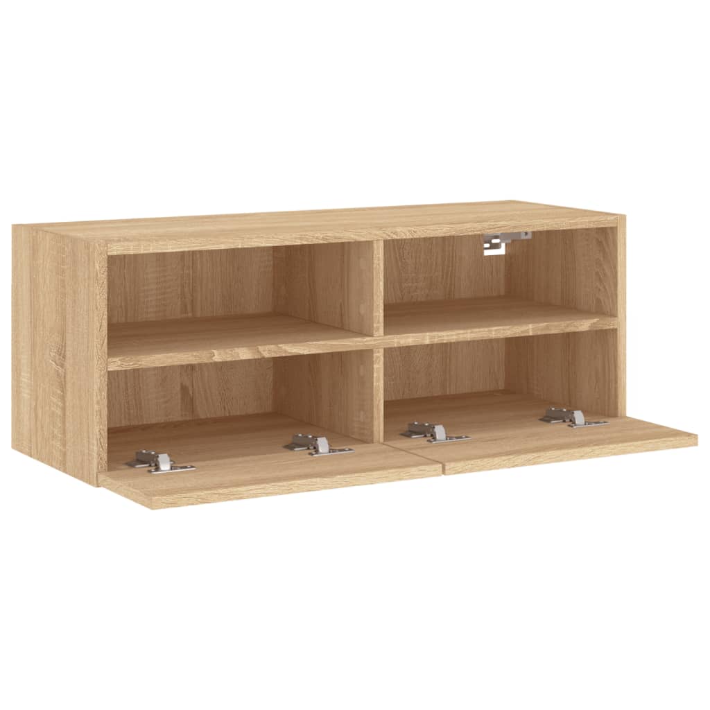 sonoma tölgy színű szerelt fa fali TV-szekrény 80 x 30 x 30 cm