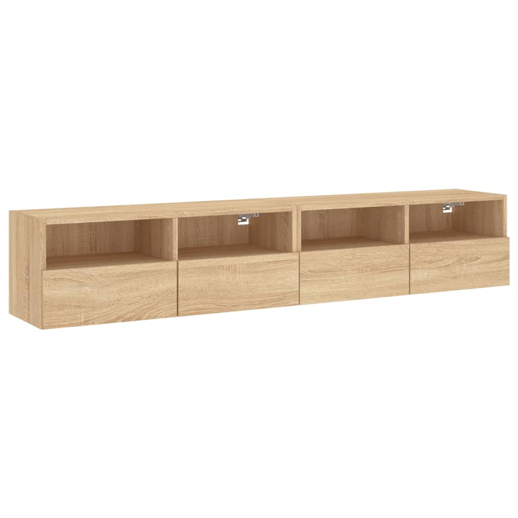 2 db sonoma tölgy színű szerelt fa fali TV-szekrény 80x30x30 cm
