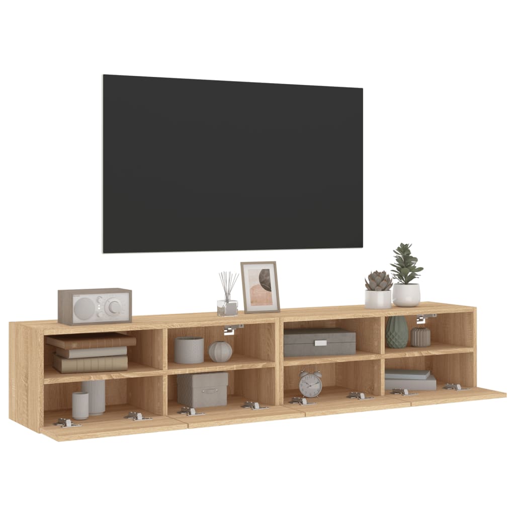 2 db sonoma tölgy színű szerelt fa fali TV-szekrény 80x30x30 cm