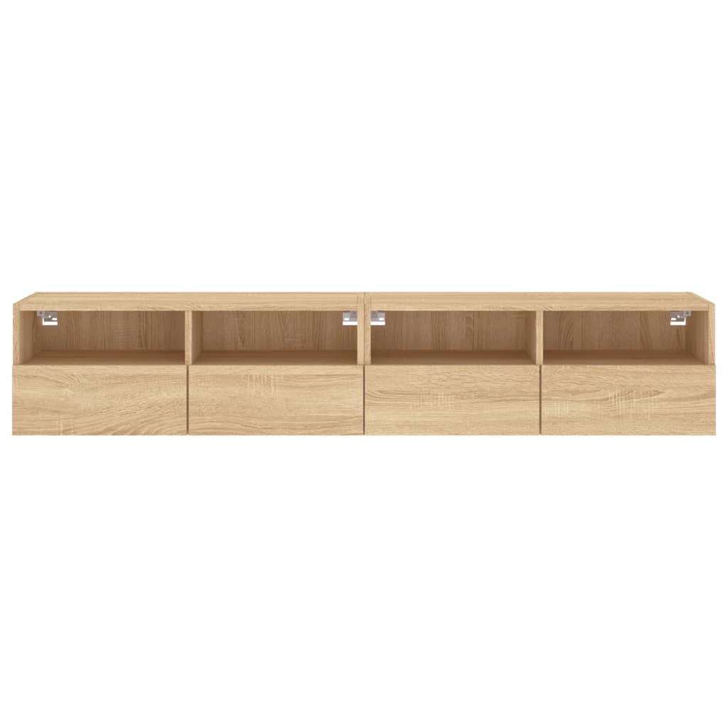 2 db sonoma tölgy színű szerelt fa fali TV-szekrény 80x30x30 cm