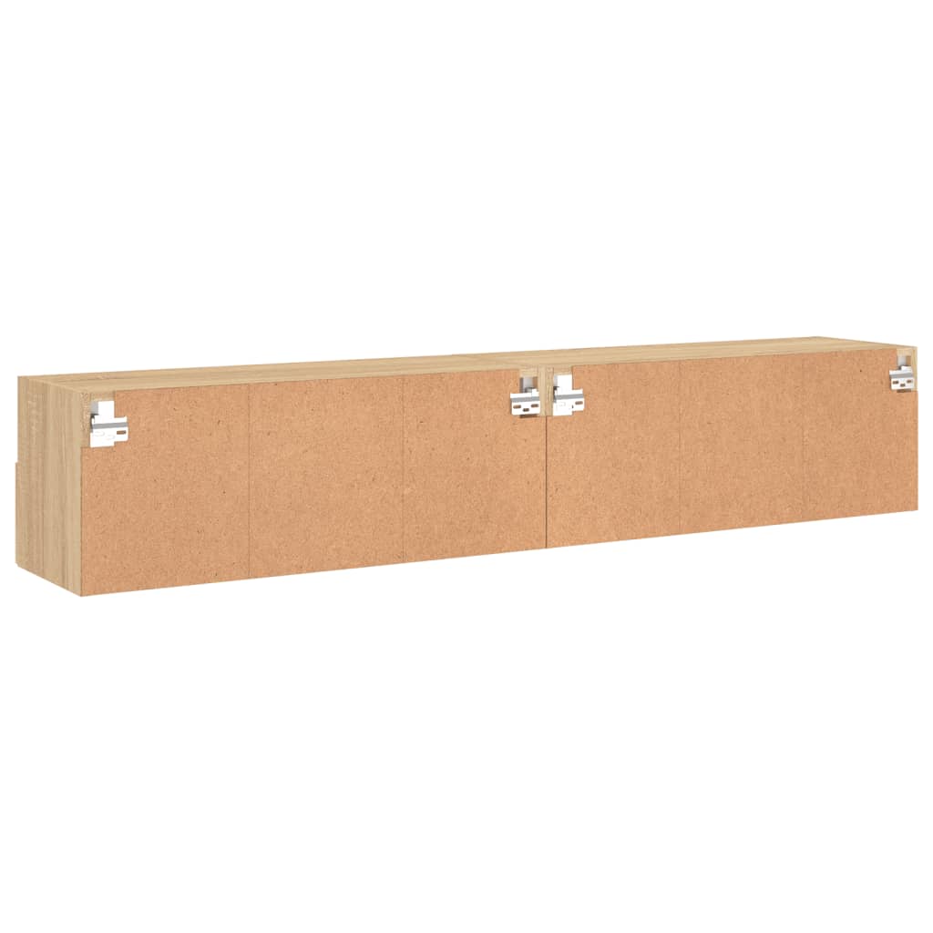 2 db sonoma tölgy színű szerelt fa fali TV-szekrény 80x30x30 cm