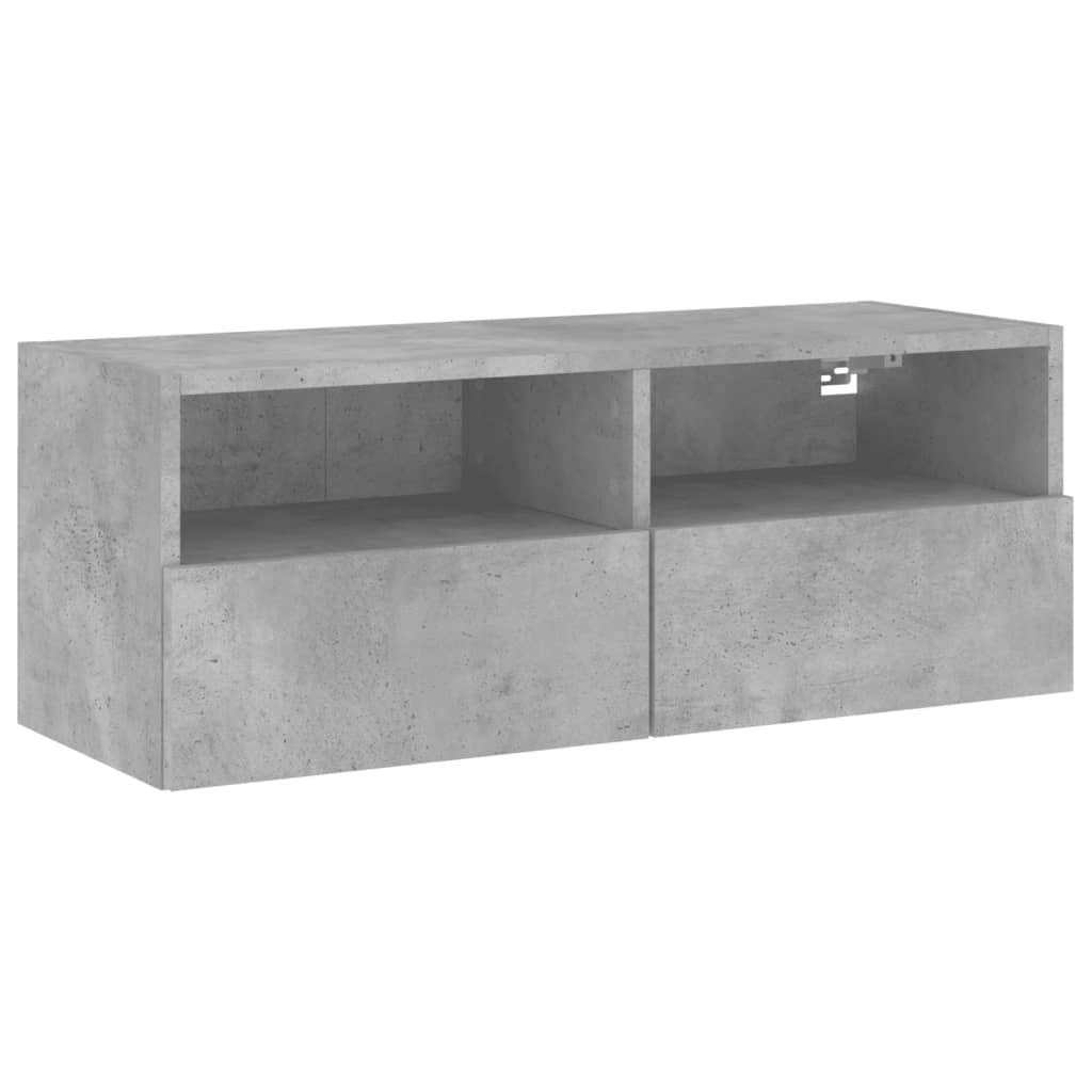 betonszürke szerelt fa fali TV-szekrény 80 x 30 x 30 cm
