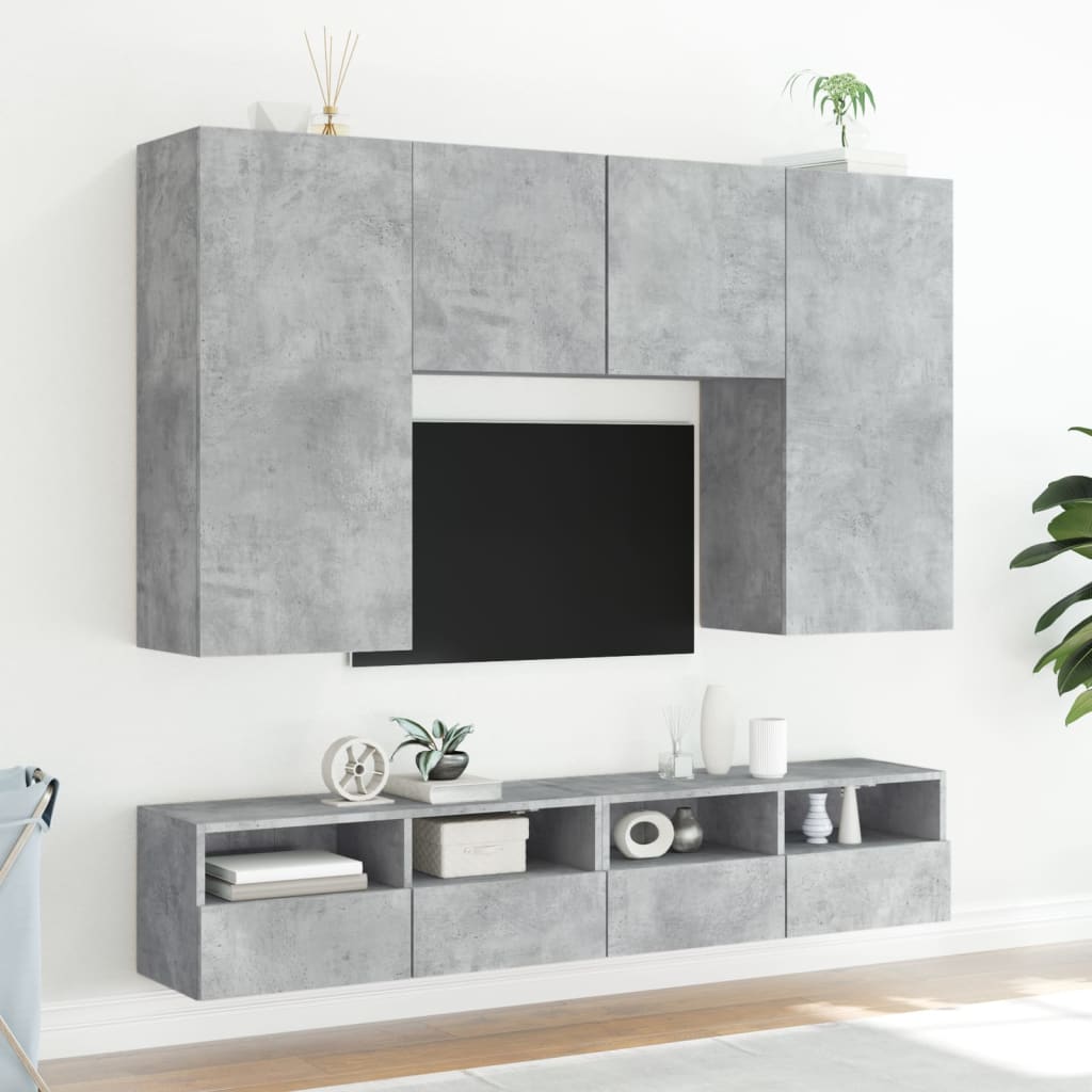 betonszürke szerelt fa fali TV-szekrény 80 x 30 x 30 cm