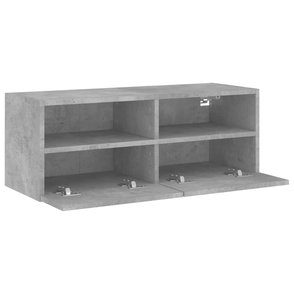 betonszürke szerelt fa fali TV-szekrény 80 x 30 x 30 cm
