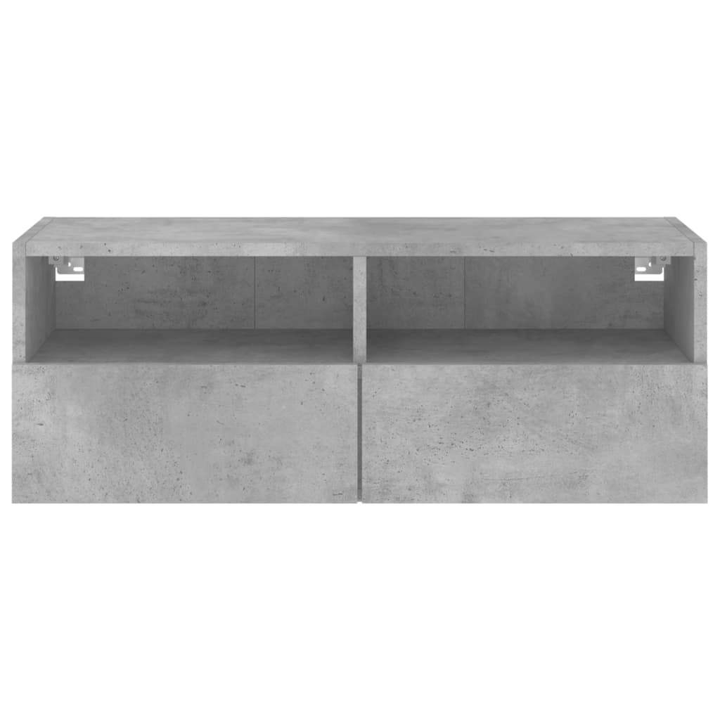 betonszürke szerelt fa fali TV-szekrény 80 x 30 x 30 cm
