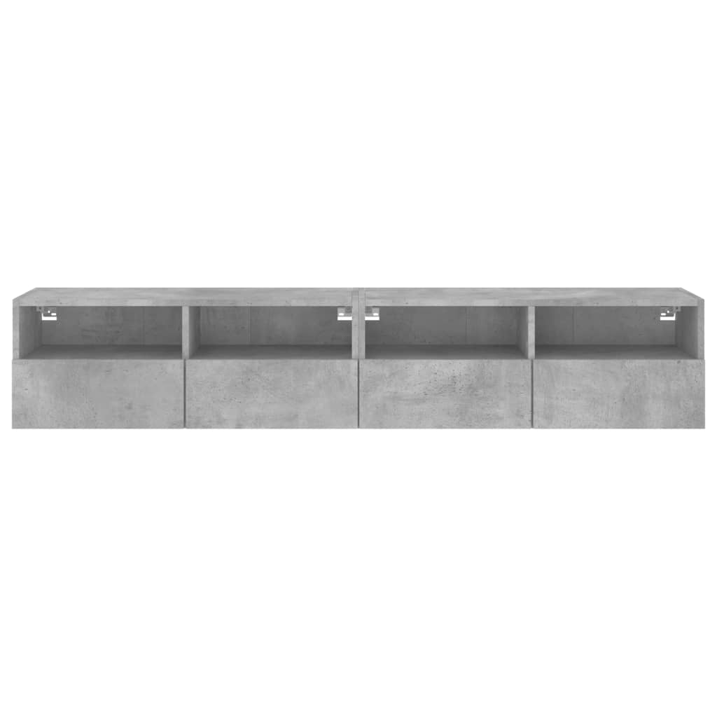 2 db betonszürke szerelt fa fali TV-szekrény 80 x 30 x 30 cm