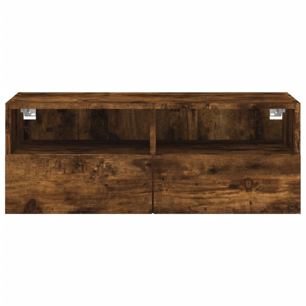 füstös tölgy színű szerelt fa fali TV-szekrény 80 x 30 x 30 cm