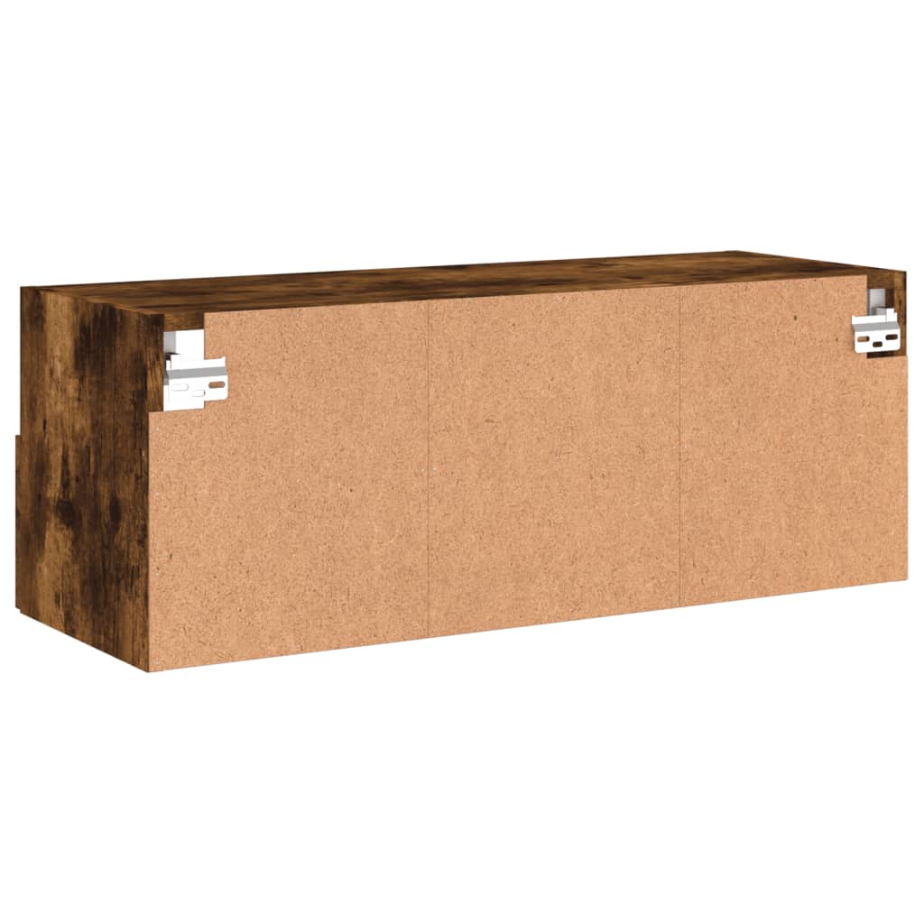 füstös tölgy színű szerelt fa fali TV-szekrény 80 x 30 x 30 cm