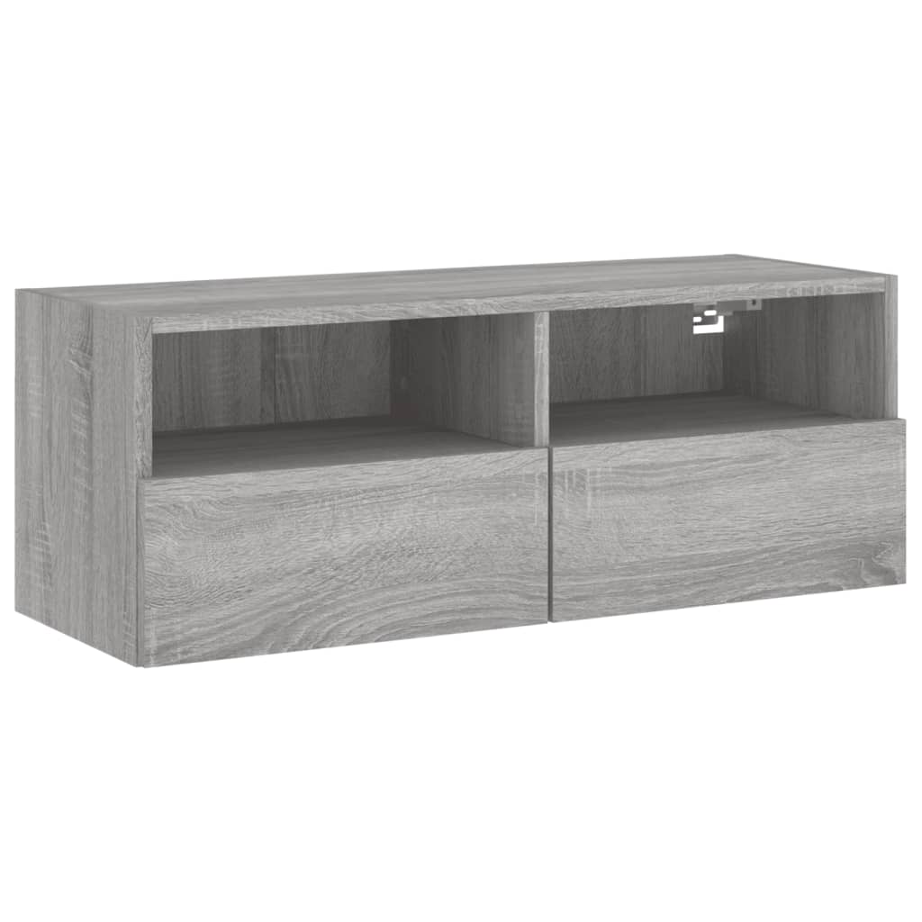 szürke sonoma színű szerelt fa fali TV-szekrény 80 x 30 x 30 cm