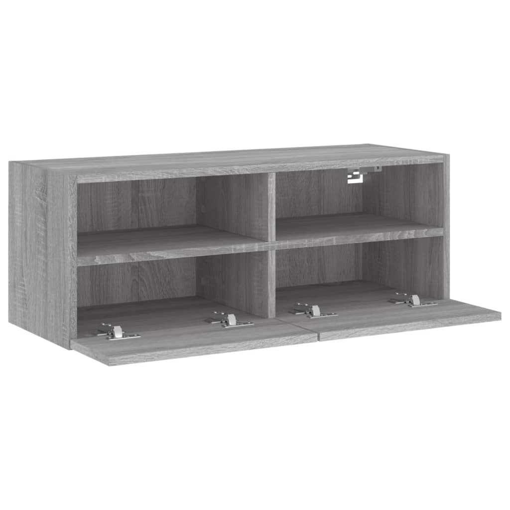 szürke sonoma színű szerelt fa fali TV-szekrény 80 x 30 x 30 cm