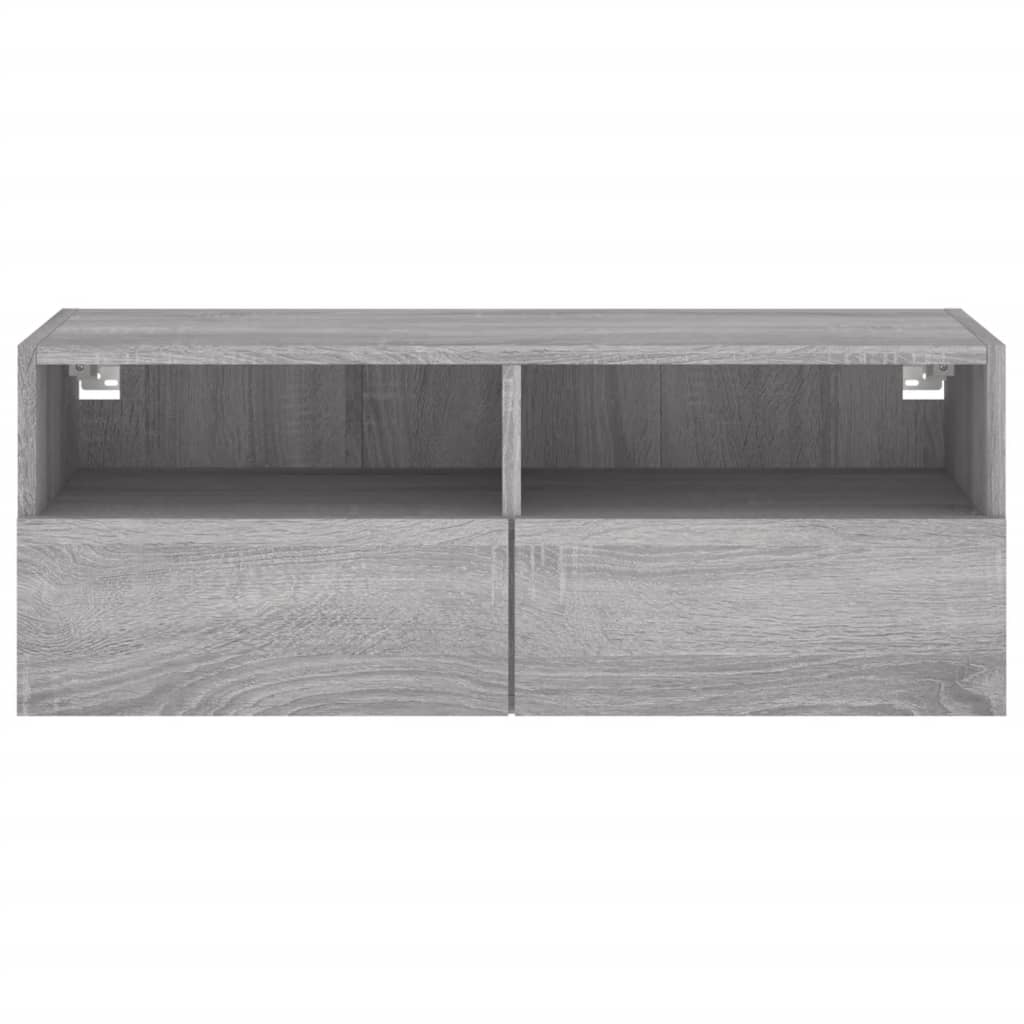 szürke sonoma színű szerelt fa fali TV-szekrény 80 x 30 x 30 cm