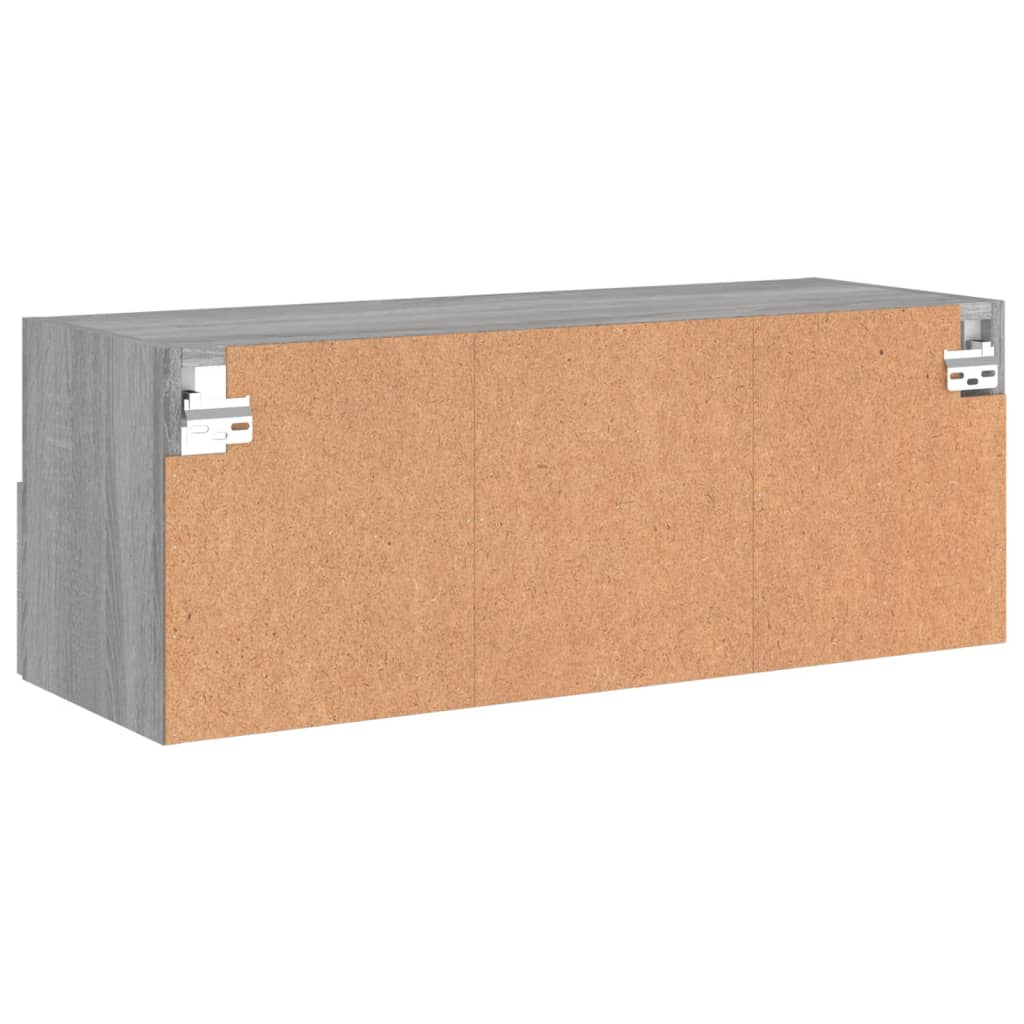 szürke sonoma színű szerelt fa fali TV-szekrény 80 x 30 x 30 cm