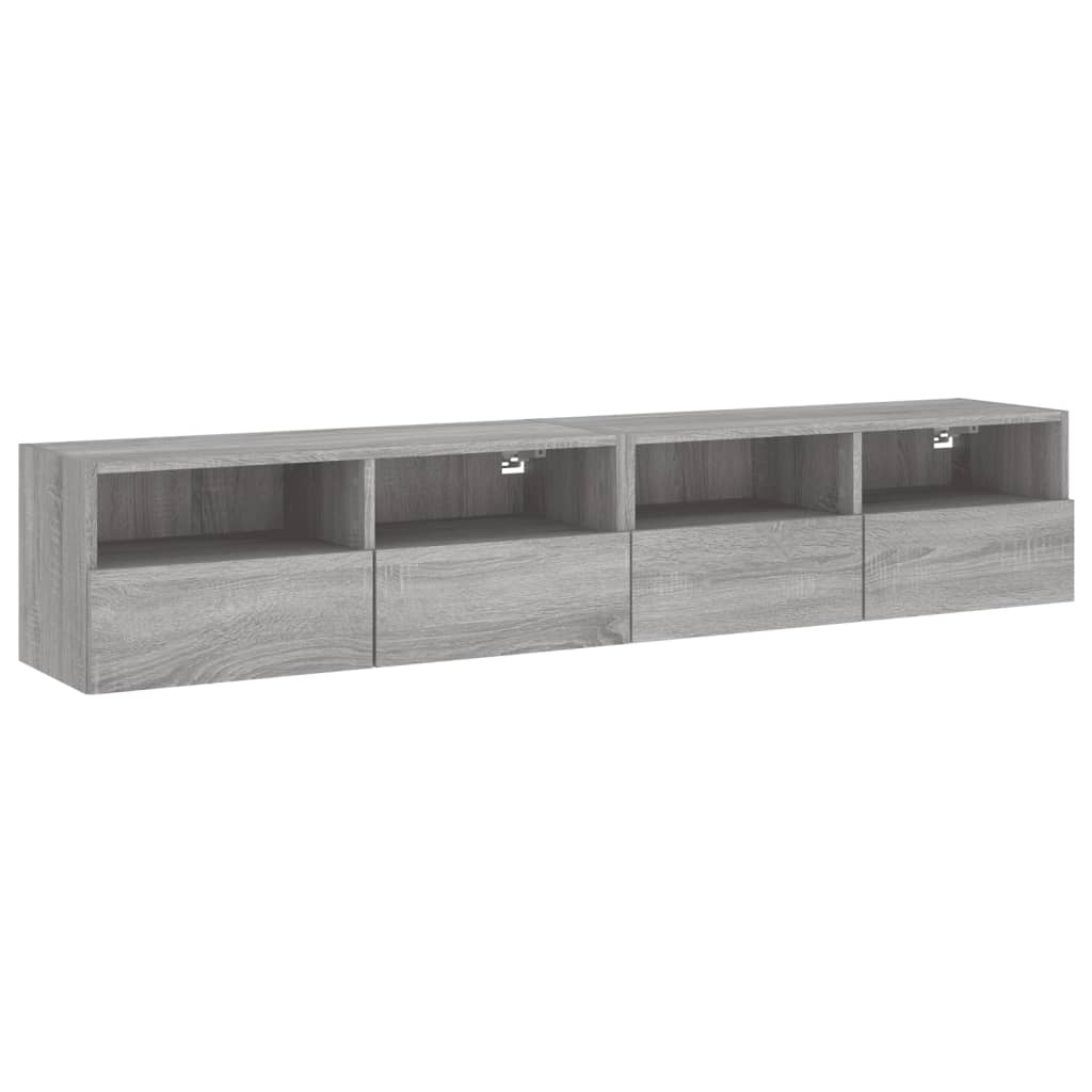 2 db szürke sonoma szerelt fa fali TV-szekrény 80 x 30 x 30 cm