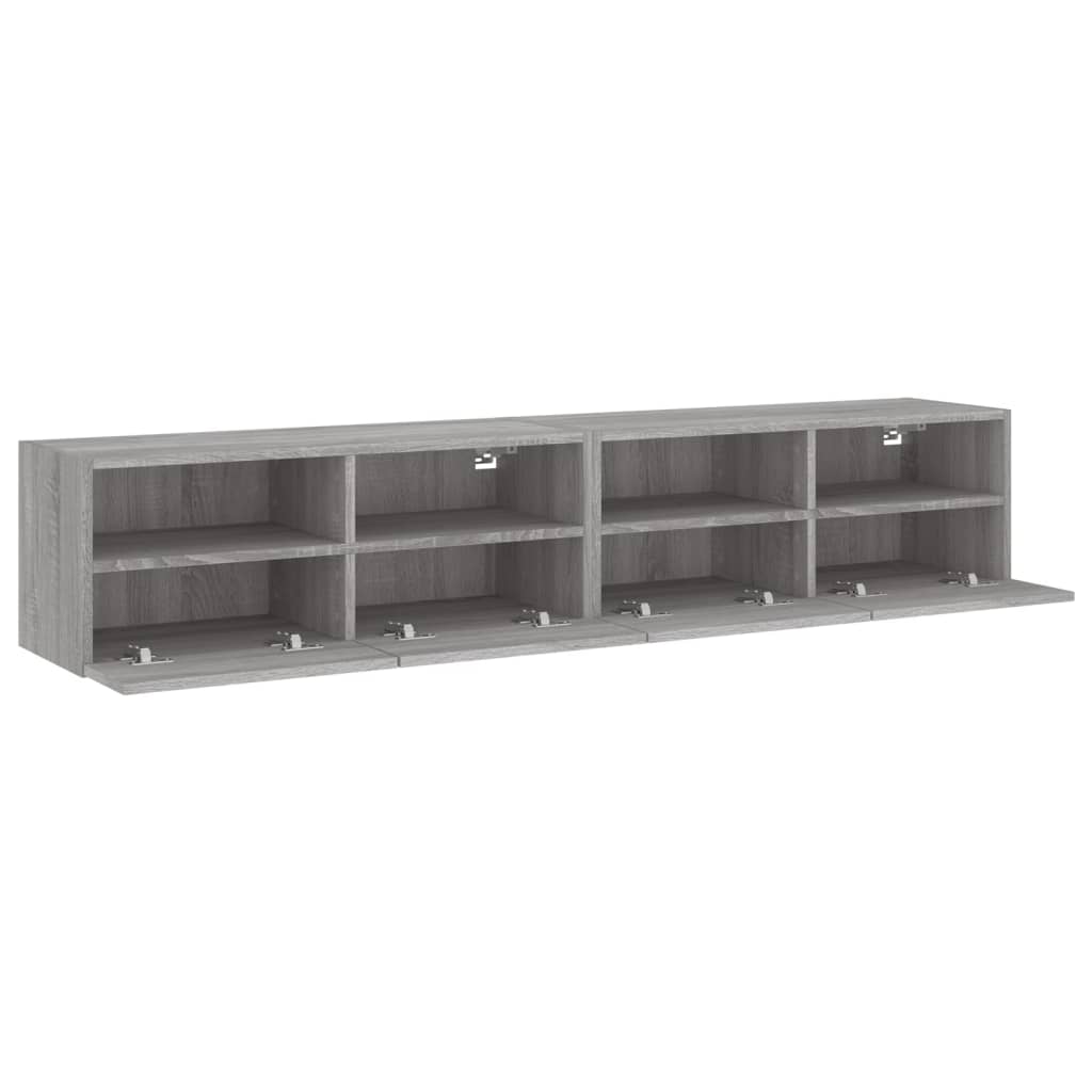 2 db szürke sonoma szerelt fa fali TV-szekrény 80 x 30 x 30 cm