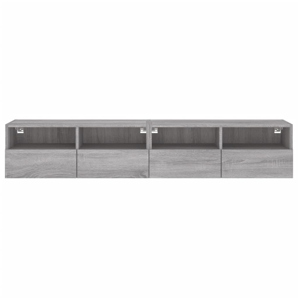 2 db szürke sonoma szerelt fa fali TV-szekrény 80 x 30 x 30 cm