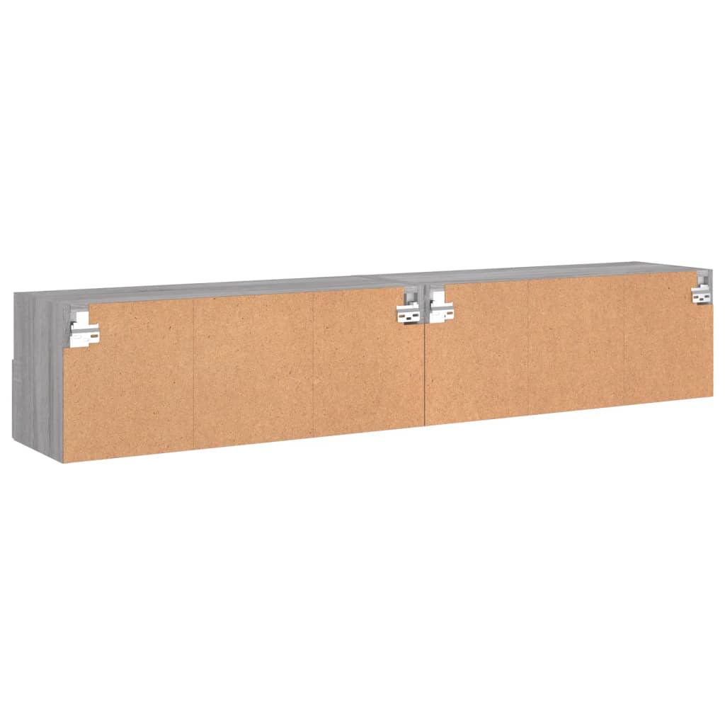 2 db szürke sonoma szerelt fa fali TV-szekrény 80 x 30 x 30 cm