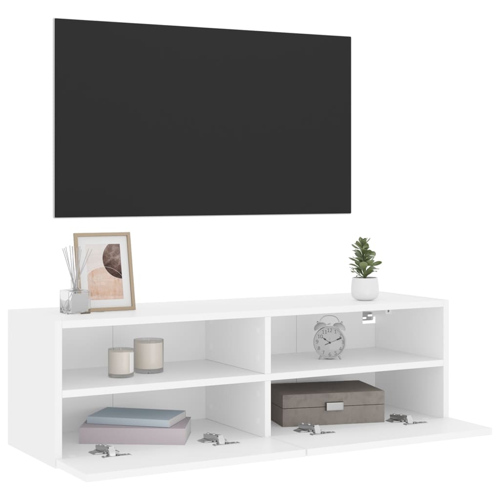 fehér szerelt fa fali TV-szekrény 100 x 30 x 30 cm