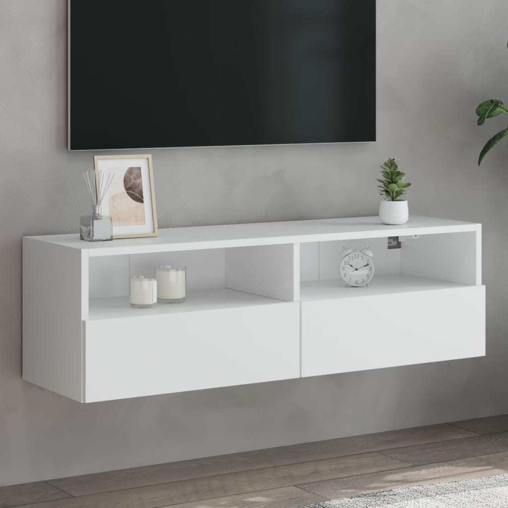 fehér szerelt fa fali TV-szekrény 100 x 30 x 30 cm