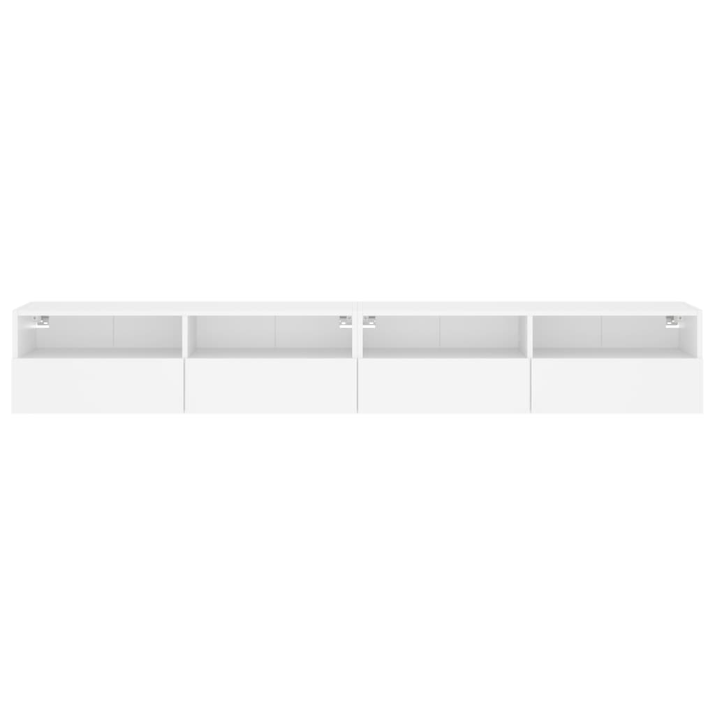 2 db fehér szerelt fa fali TV-szekrény 100 x 30 x 30 cm