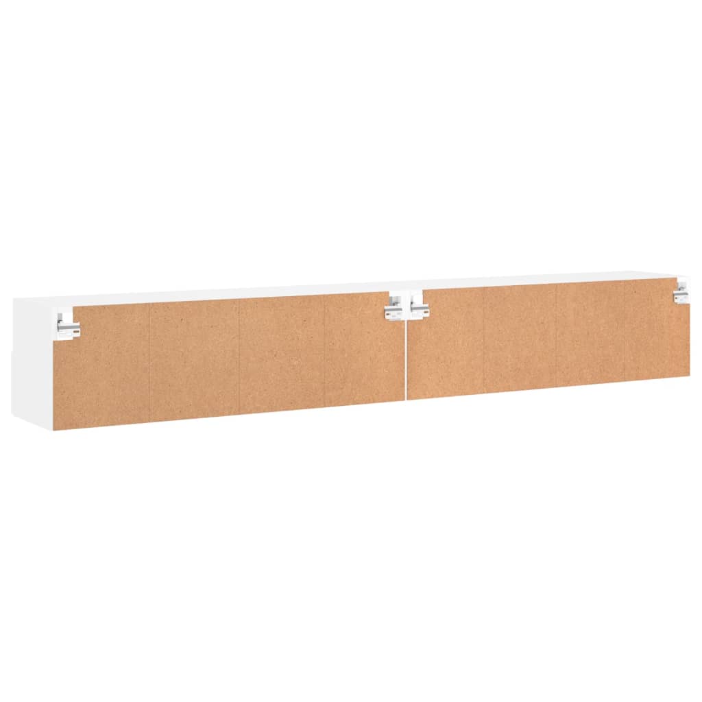 2 db fehér szerelt fa fali TV-szekrény 100 x 30 x 30 cm