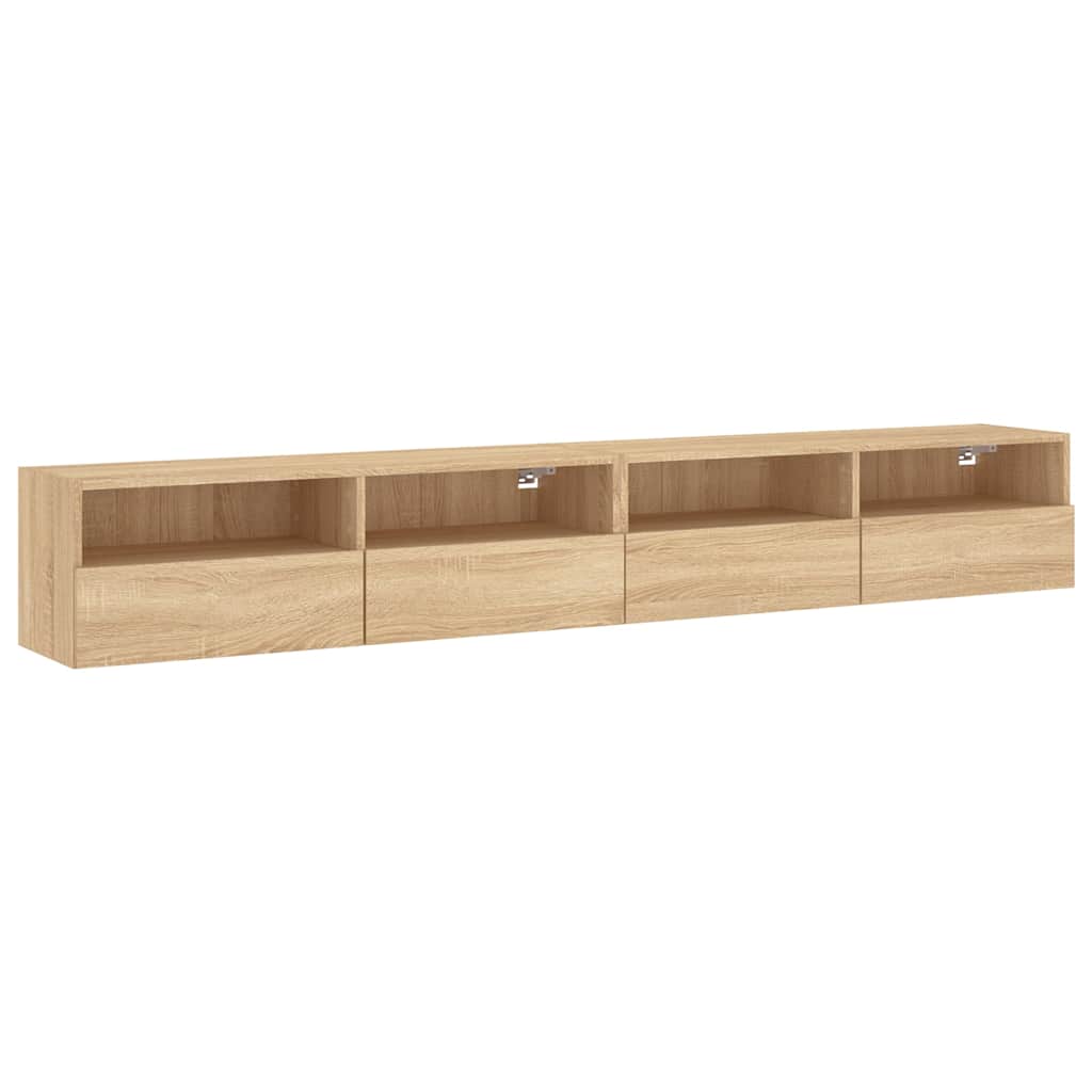 2 db sonoma tölgyszín szerelt fa fali TV-szekrény 100x30x30 cm
