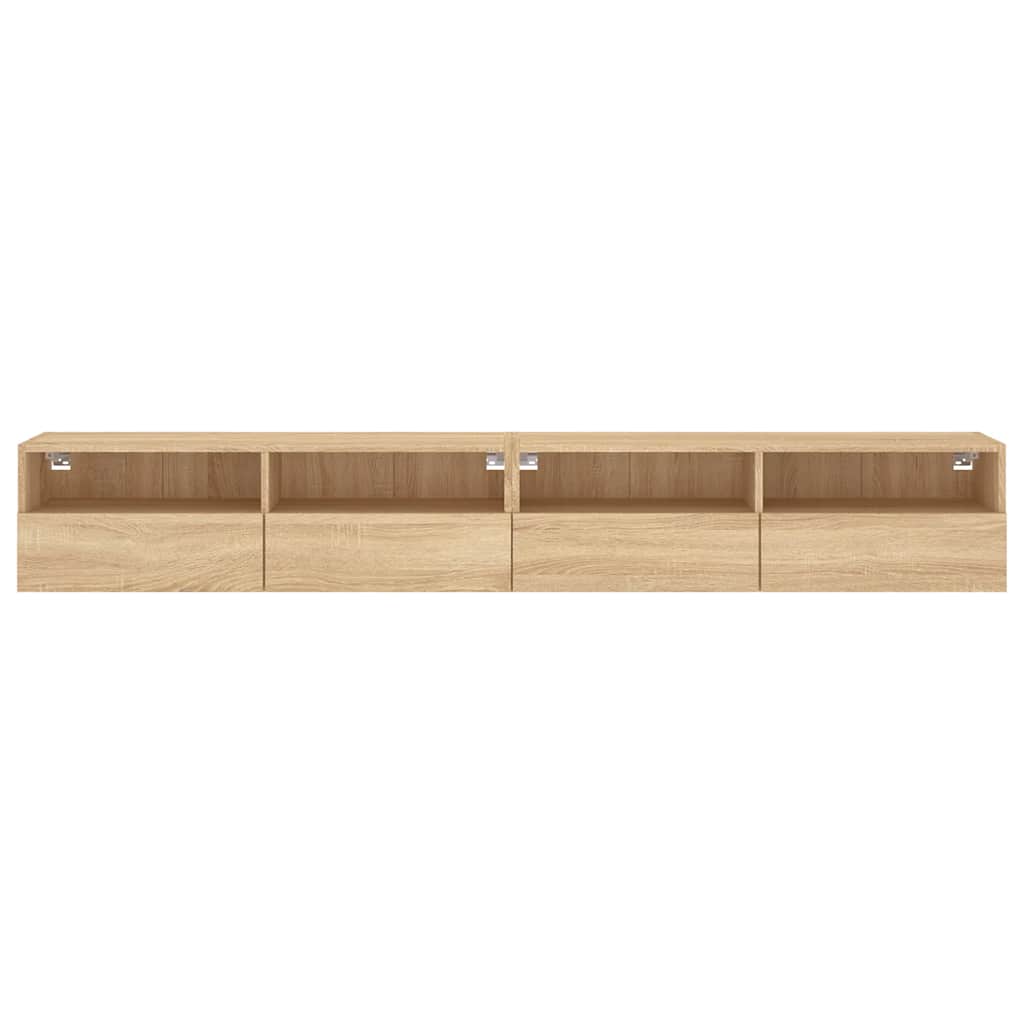 2 db sonoma tölgyszín szerelt fa fali TV-szekrény 100x30x30 cm