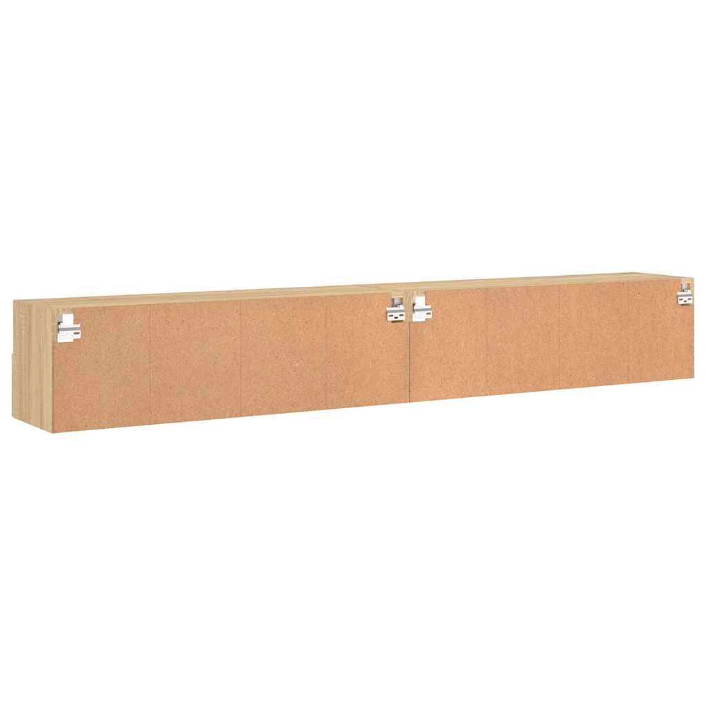 2 db sonoma tölgyszín szerelt fa fali TV-szekrény 100x30x30 cm