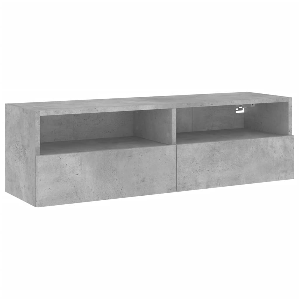 betonszürke szerelt fa fali TV-szekrény 100 x 30 x 30 cm