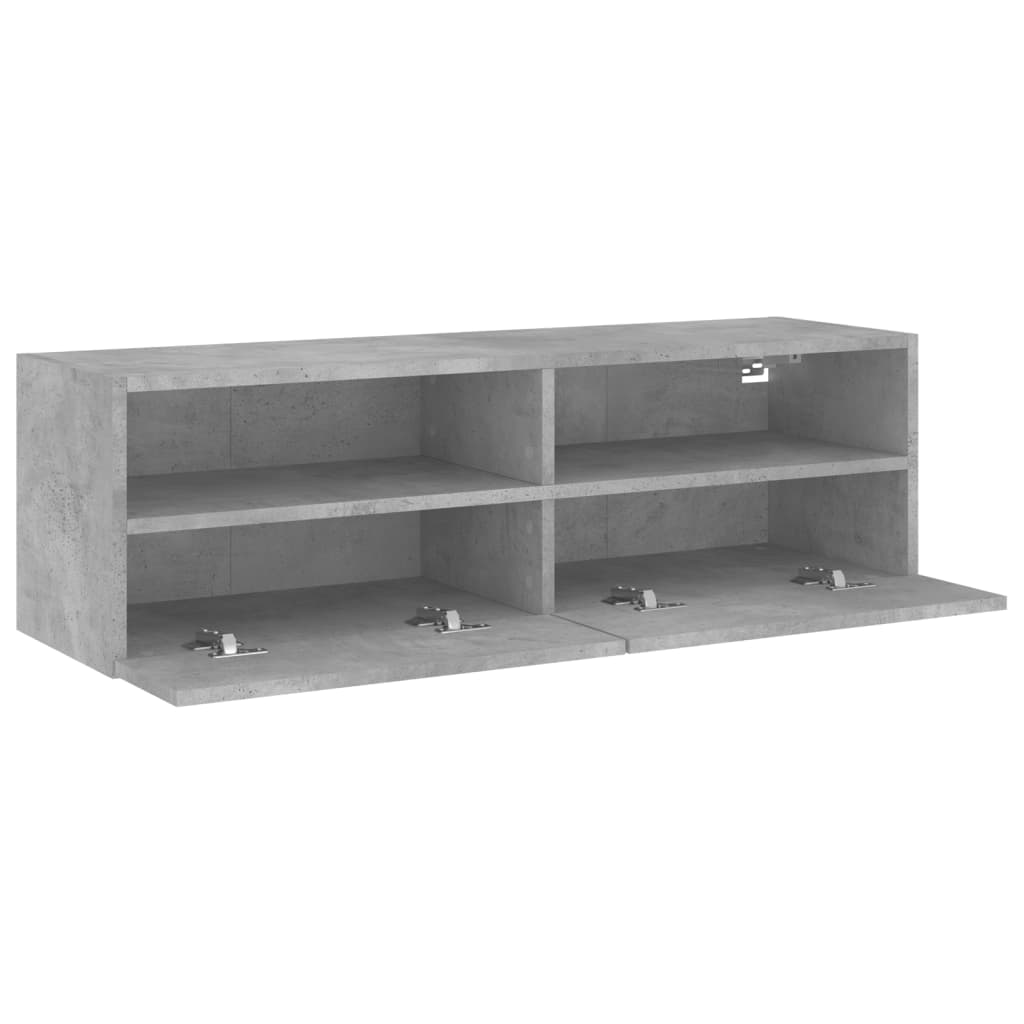 betonszürke szerelt fa fali TV-szekrény 100 x 30 x 30 cm
