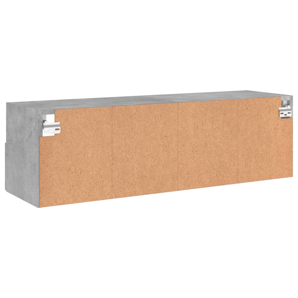 betonszürke szerelt fa fali TV-szekrény 100 x 30 x 30 cm