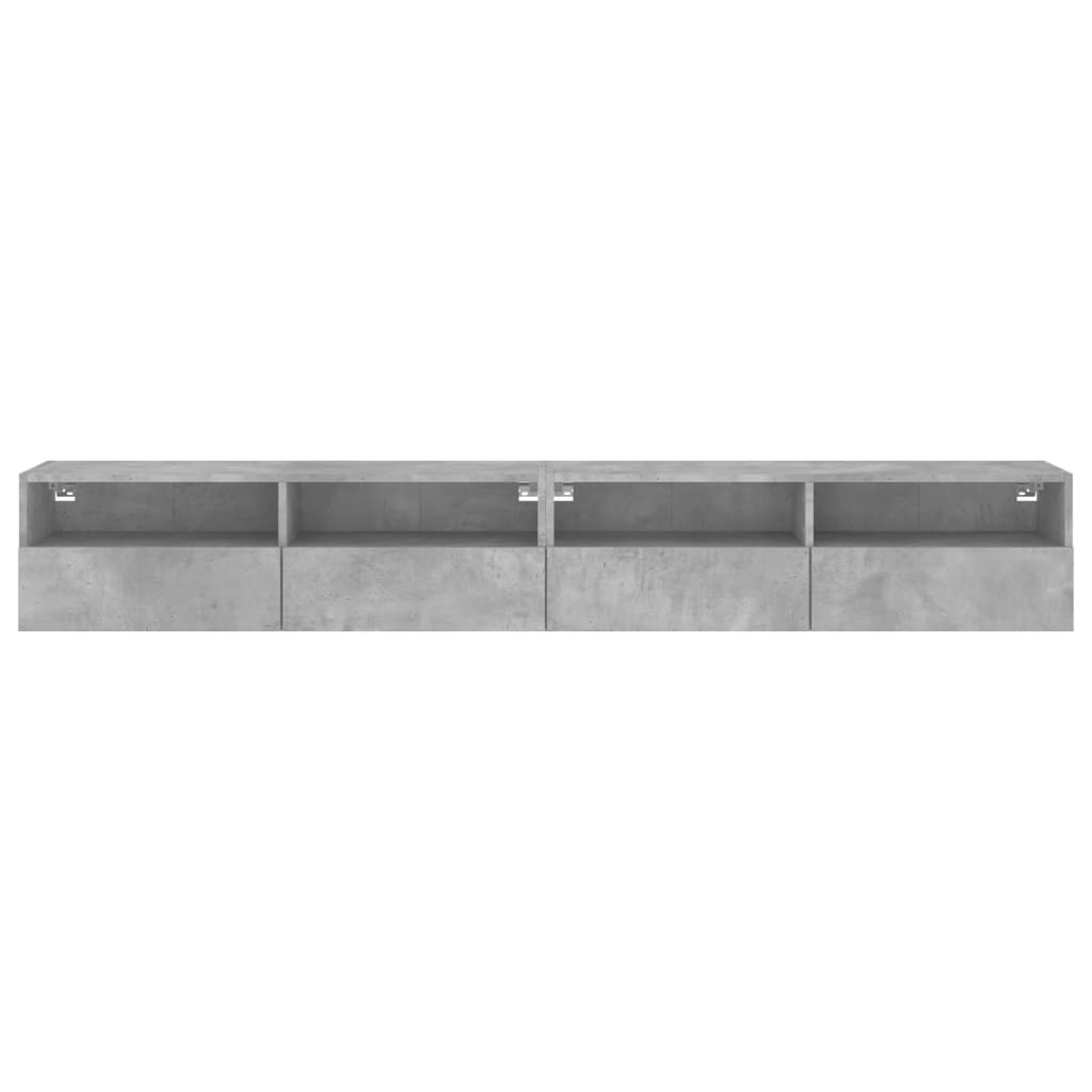2 db betonszürke szerelt fa fali TV-szekrény 100x30x30 cm