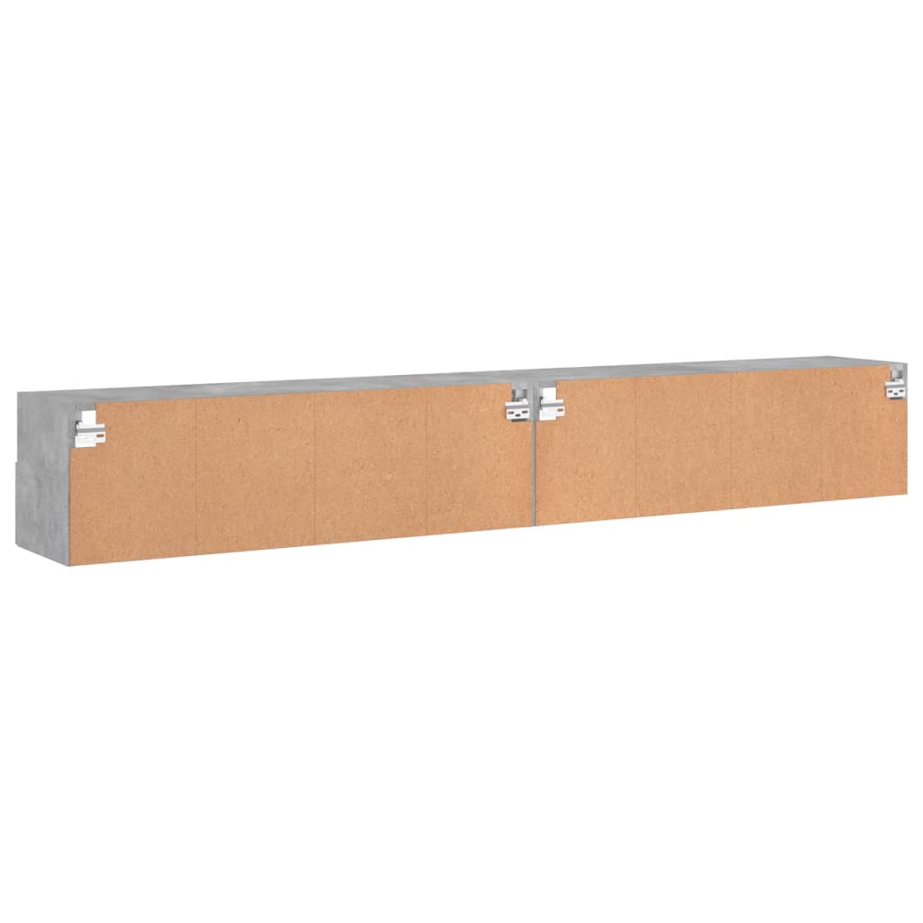 2 db betonszürke szerelt fa fali TV-szekrény 100x30x30 cm