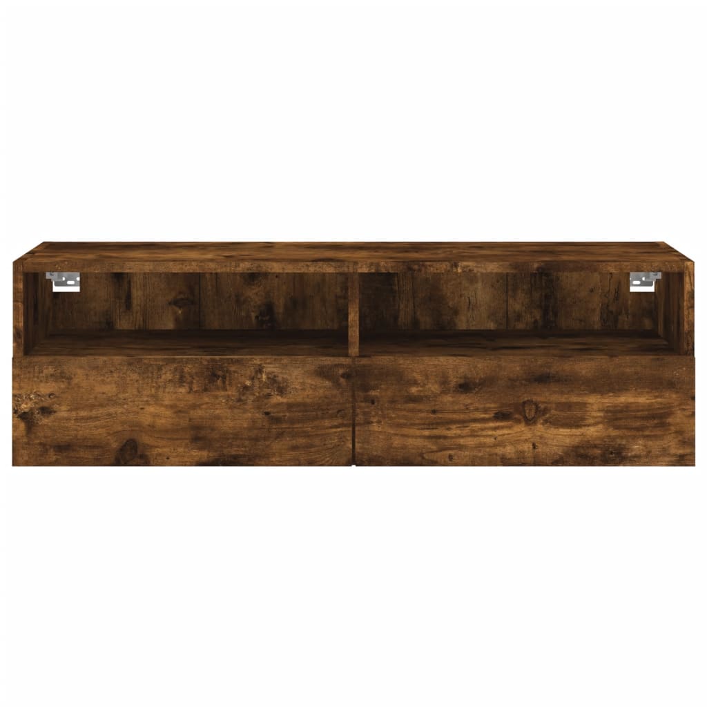 füstös tölgy színű szerelt fa fali TV-szekrény 100 x 30 x 30 cm