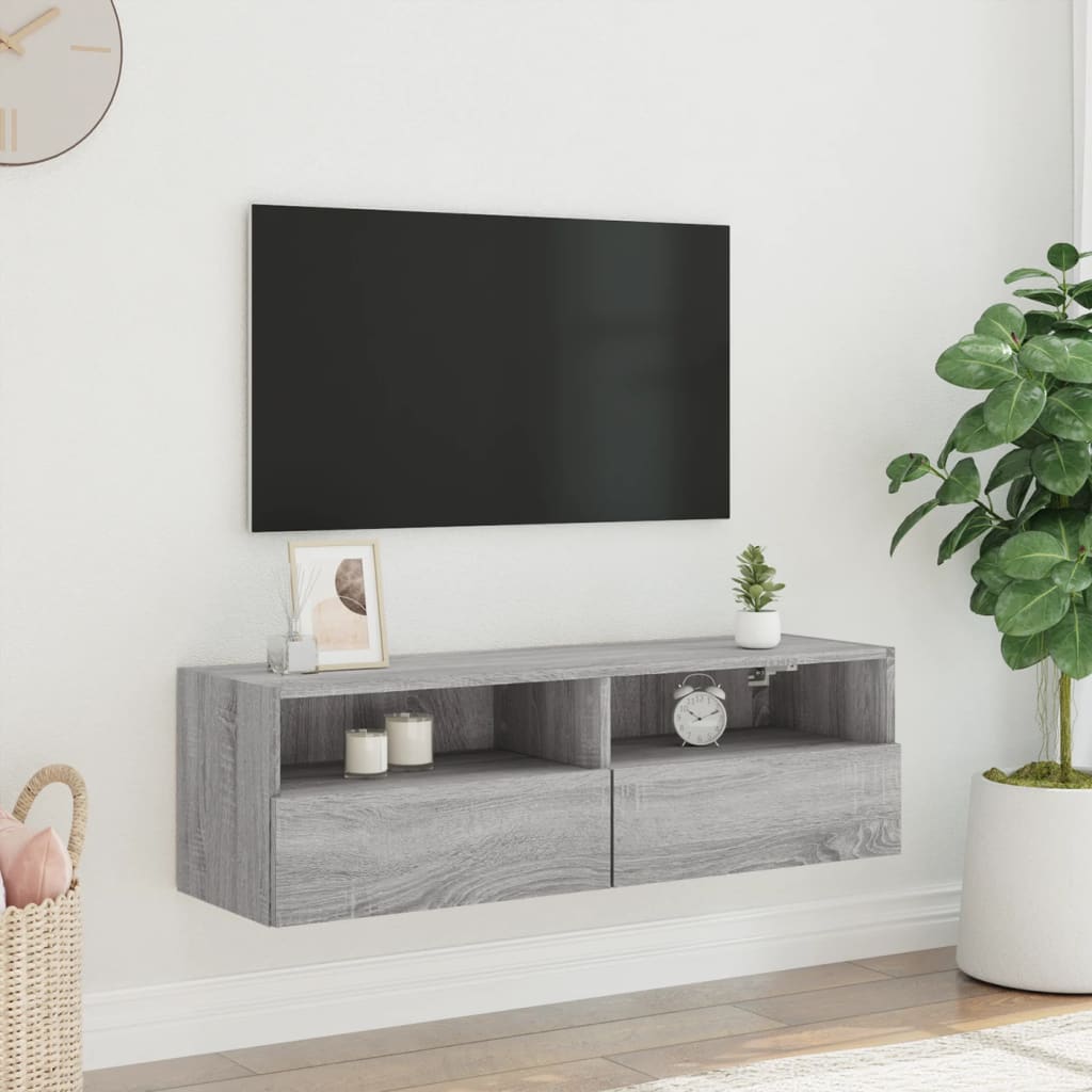 szürke sonoma színű szerelt fa TV-szekrény 100 x 30 x 30 cm